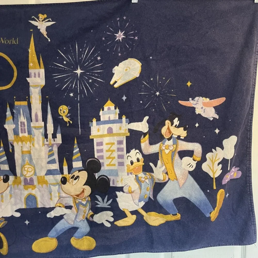 Mickey Mouse & Friends Beach Towel Walt Disney World 50th Anniversary Navy